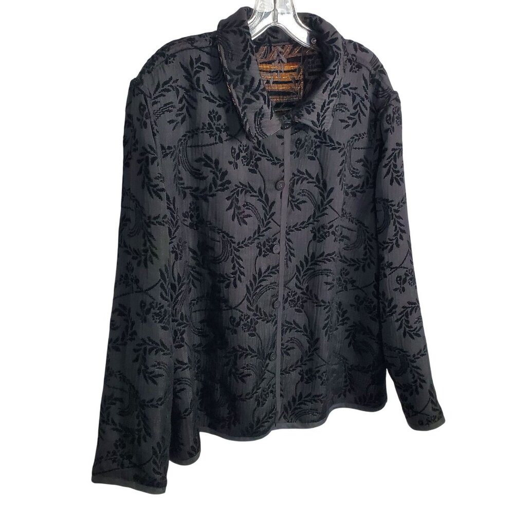 Coldwater Creek Size XL Jacket Reversible Tapestry Jacquard Chenille Velvety Art - Picture 2 of 15